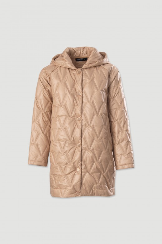 Parka comprida acolchoada com capuz