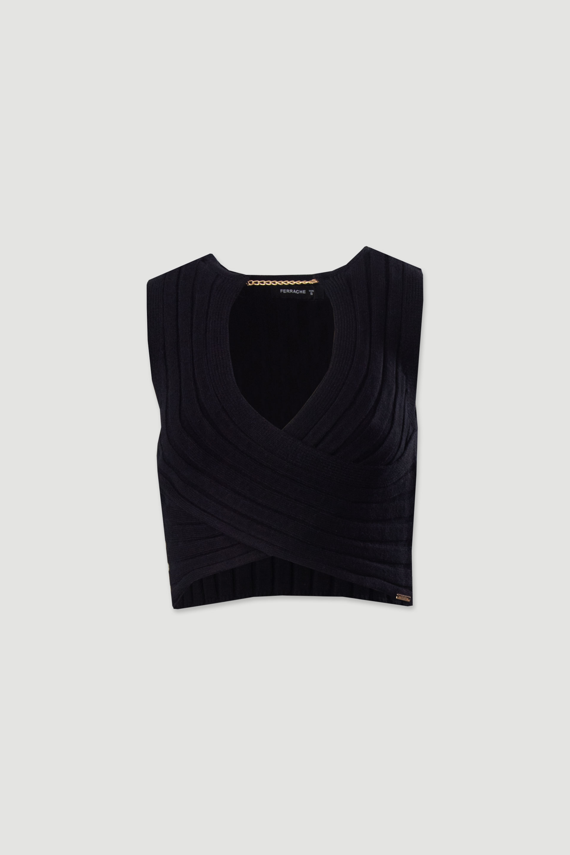 Top de malha cruzado com decote em v