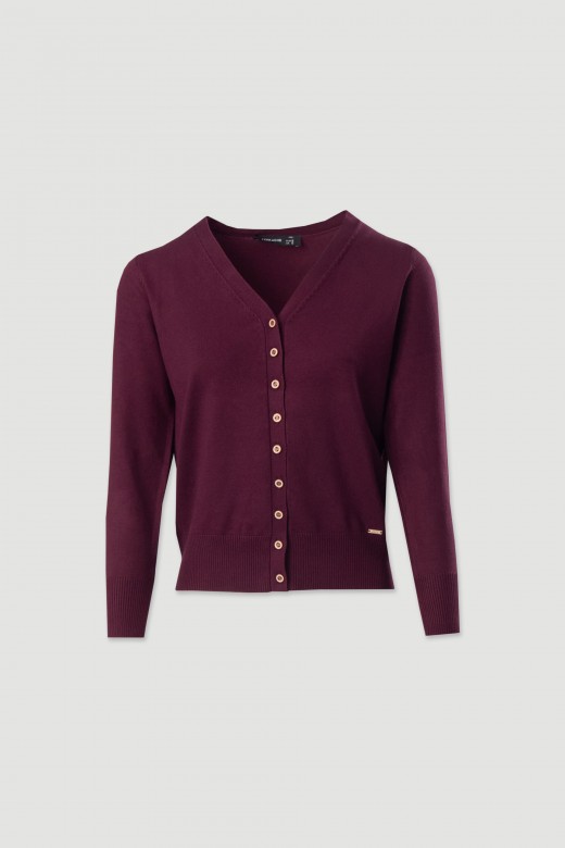 Basic knit cardigan with logo buttons