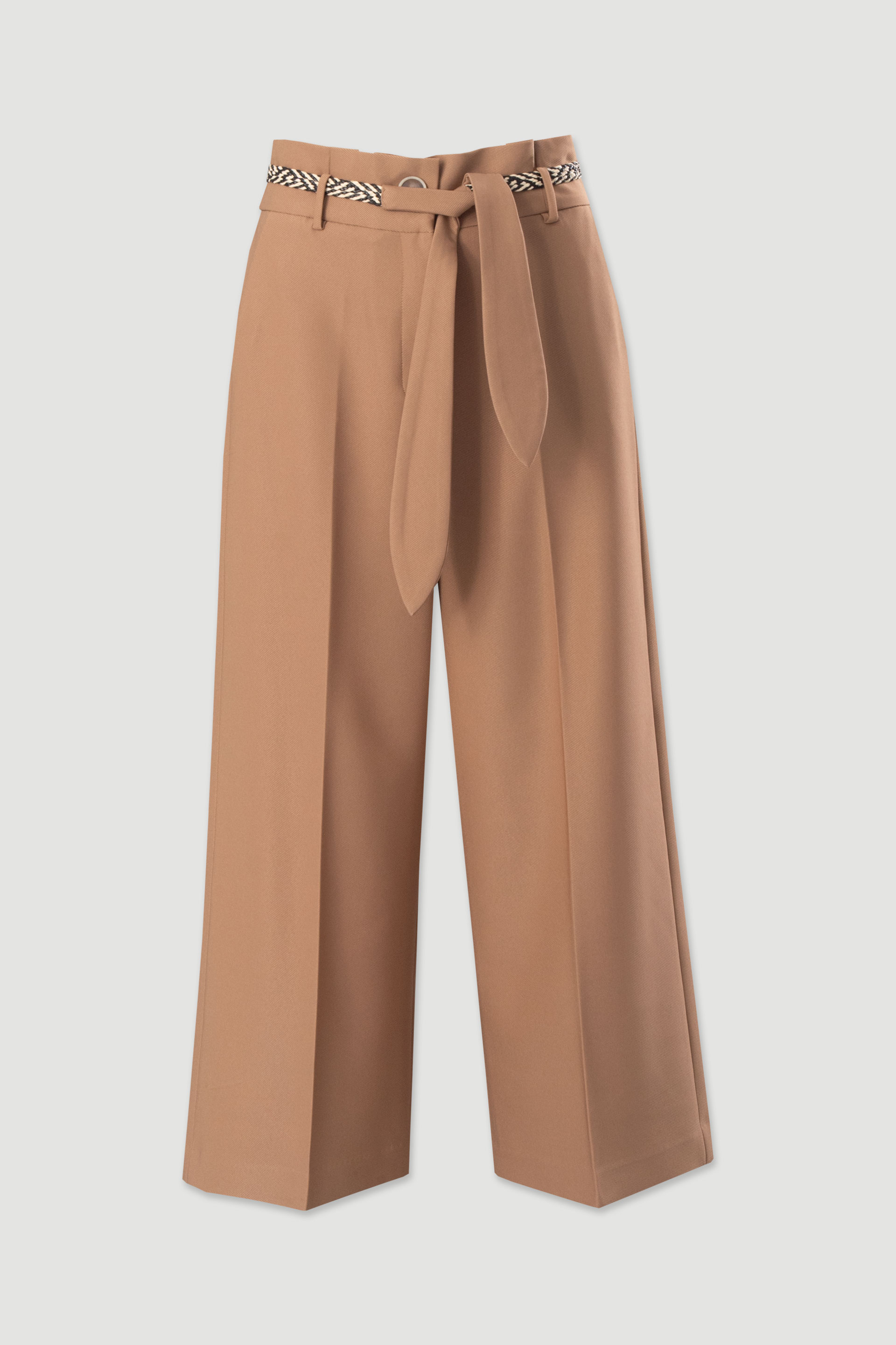 Pantalon fluide taille haute avec ceinture