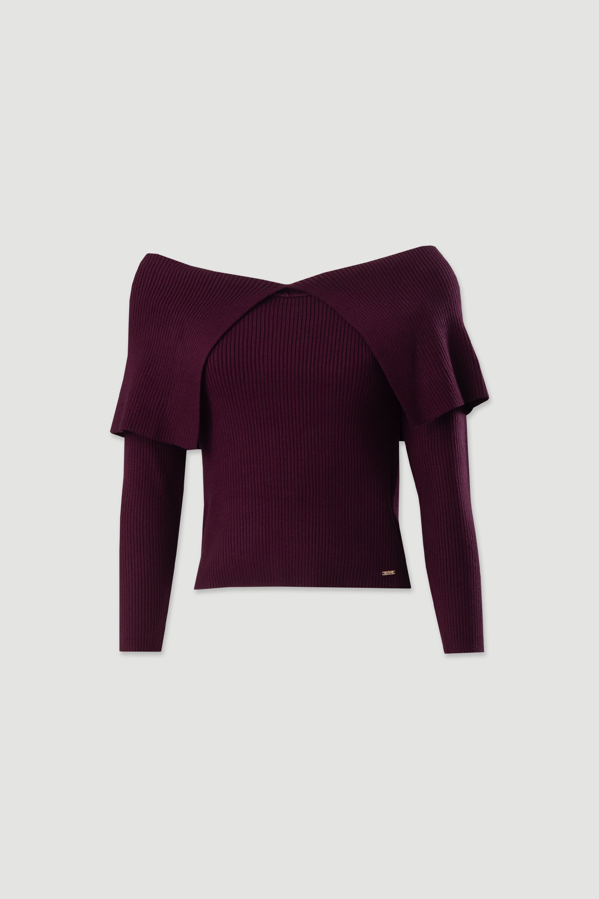 Camisola de malha com gola bardot