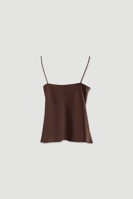 Top acetinado com alas de detalhe metlico