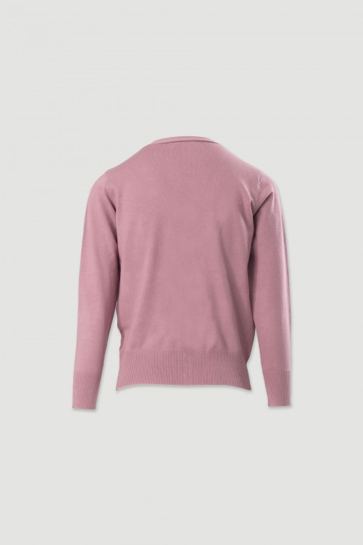 Basic knit cardigan with logo buttons