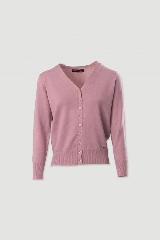Basic knit cardigan with logo buttons
