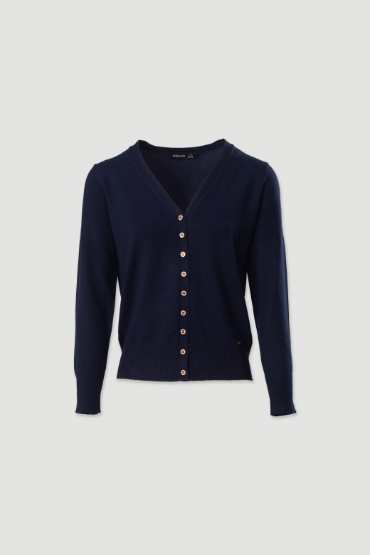 Basic knit cardigan with logo buttons
