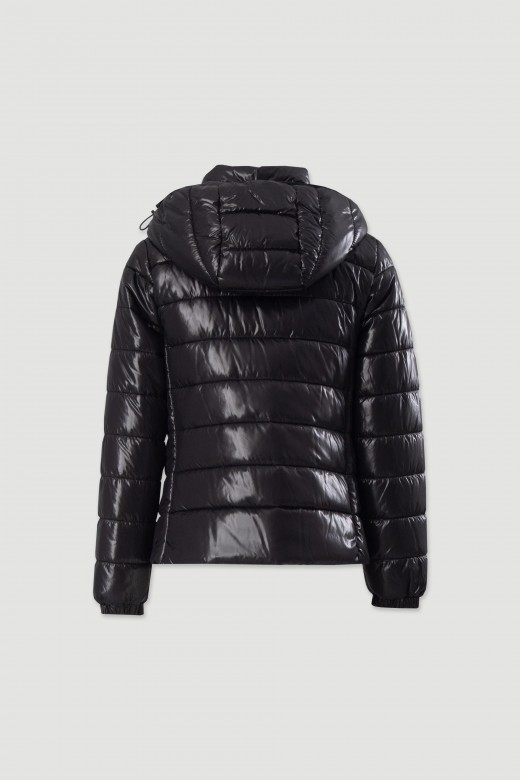 Parka acolchoada com capuz removvel