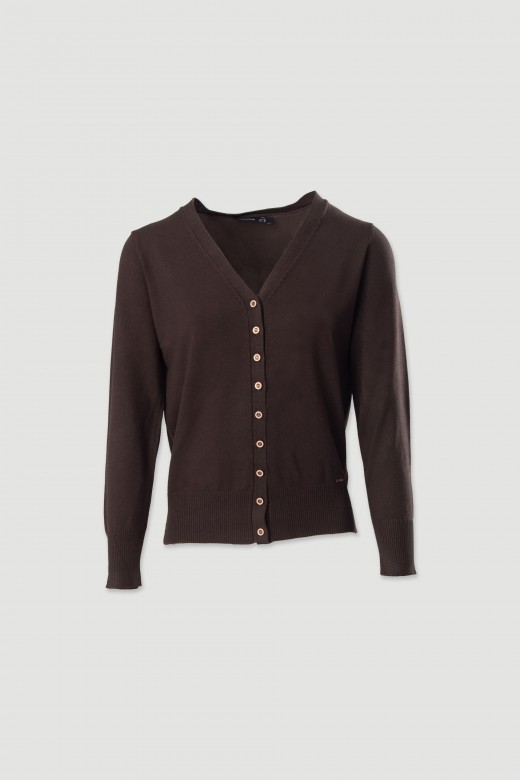 Basic knit cardigan with logo buttons