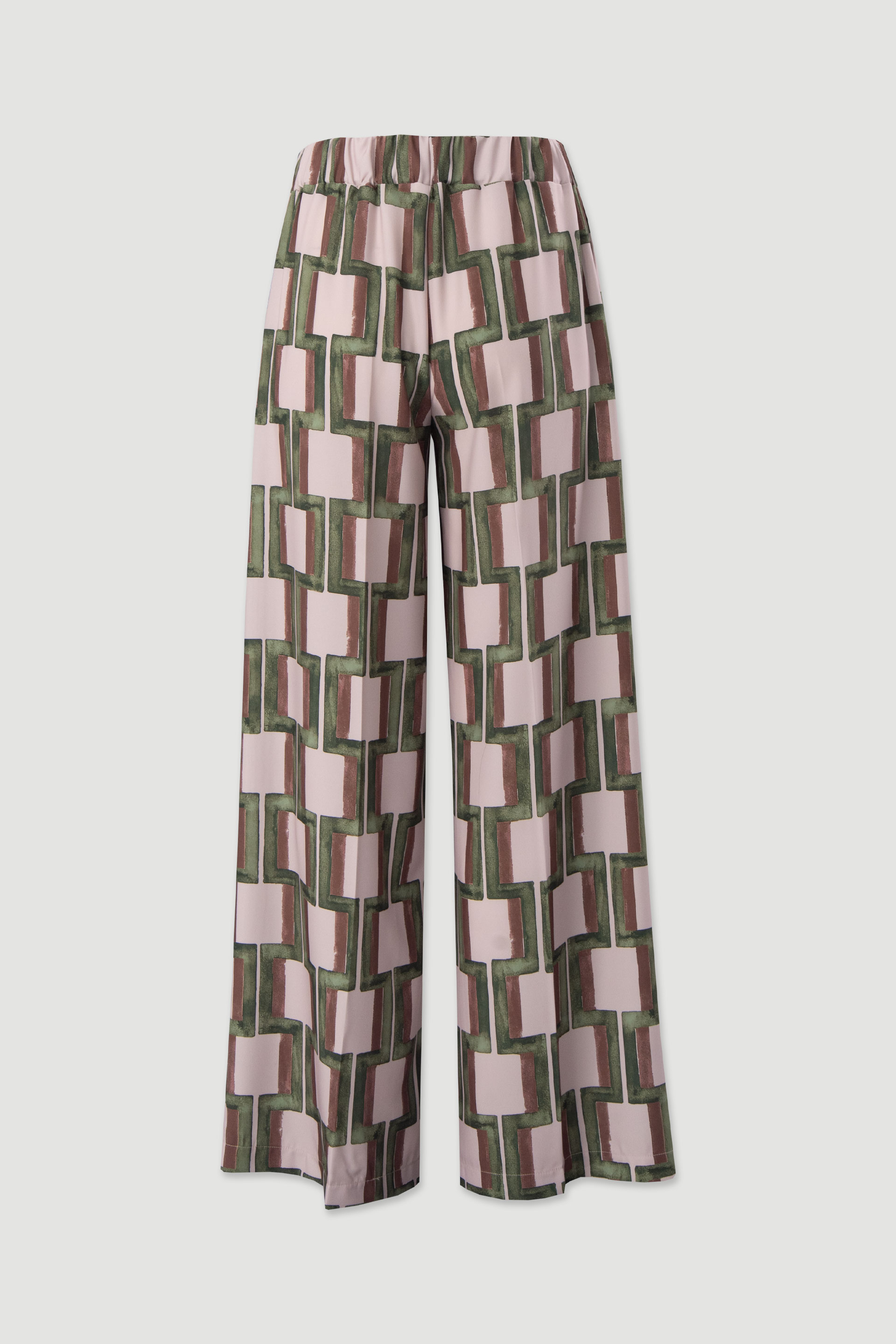 Calça wide leg estampada em tecido fluido