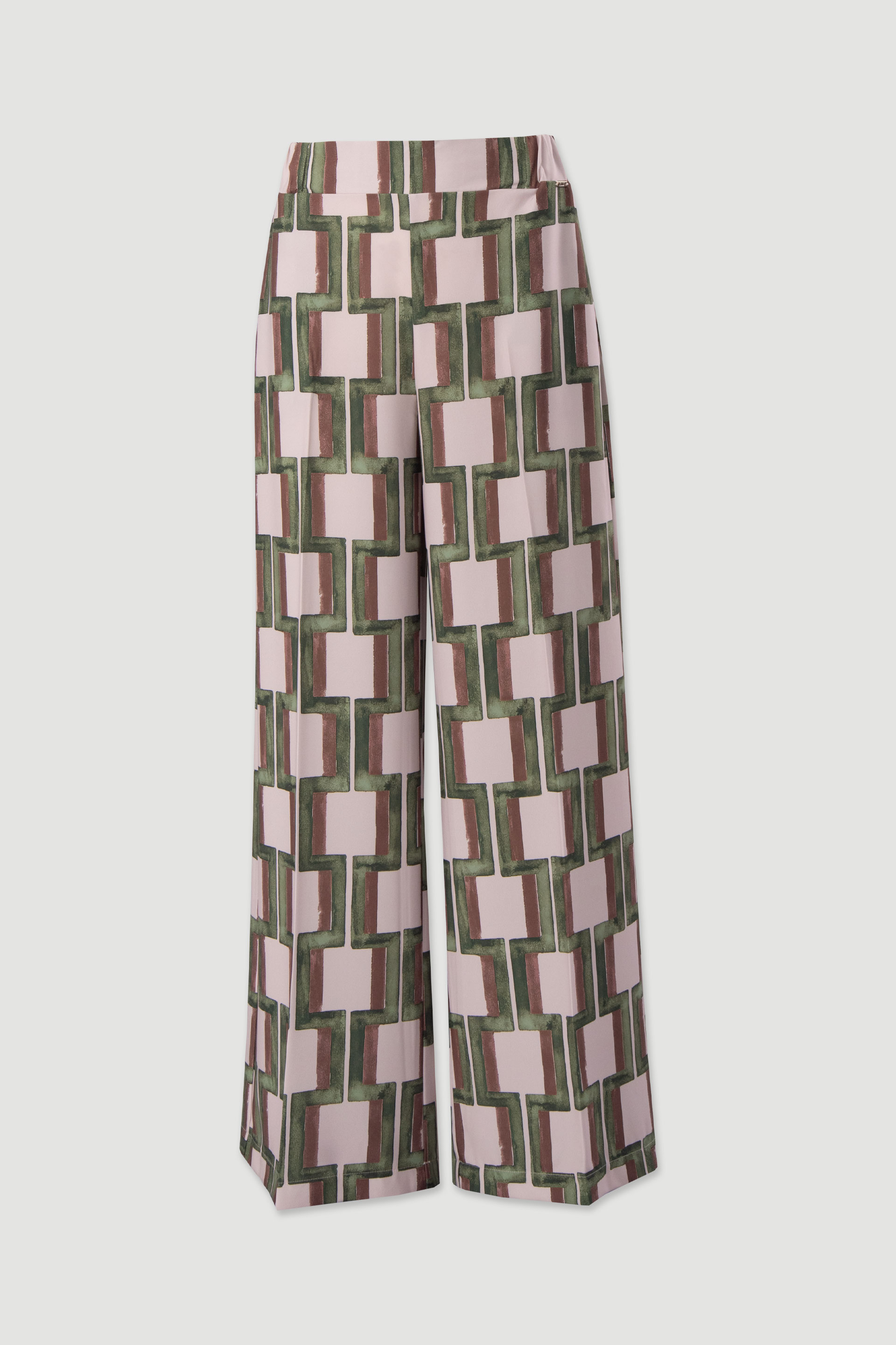 Calça wide leg estampada em tecido fluido