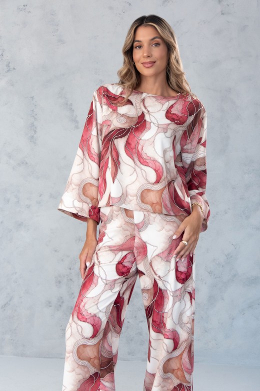 Tnica estampada com detalhe no ombro