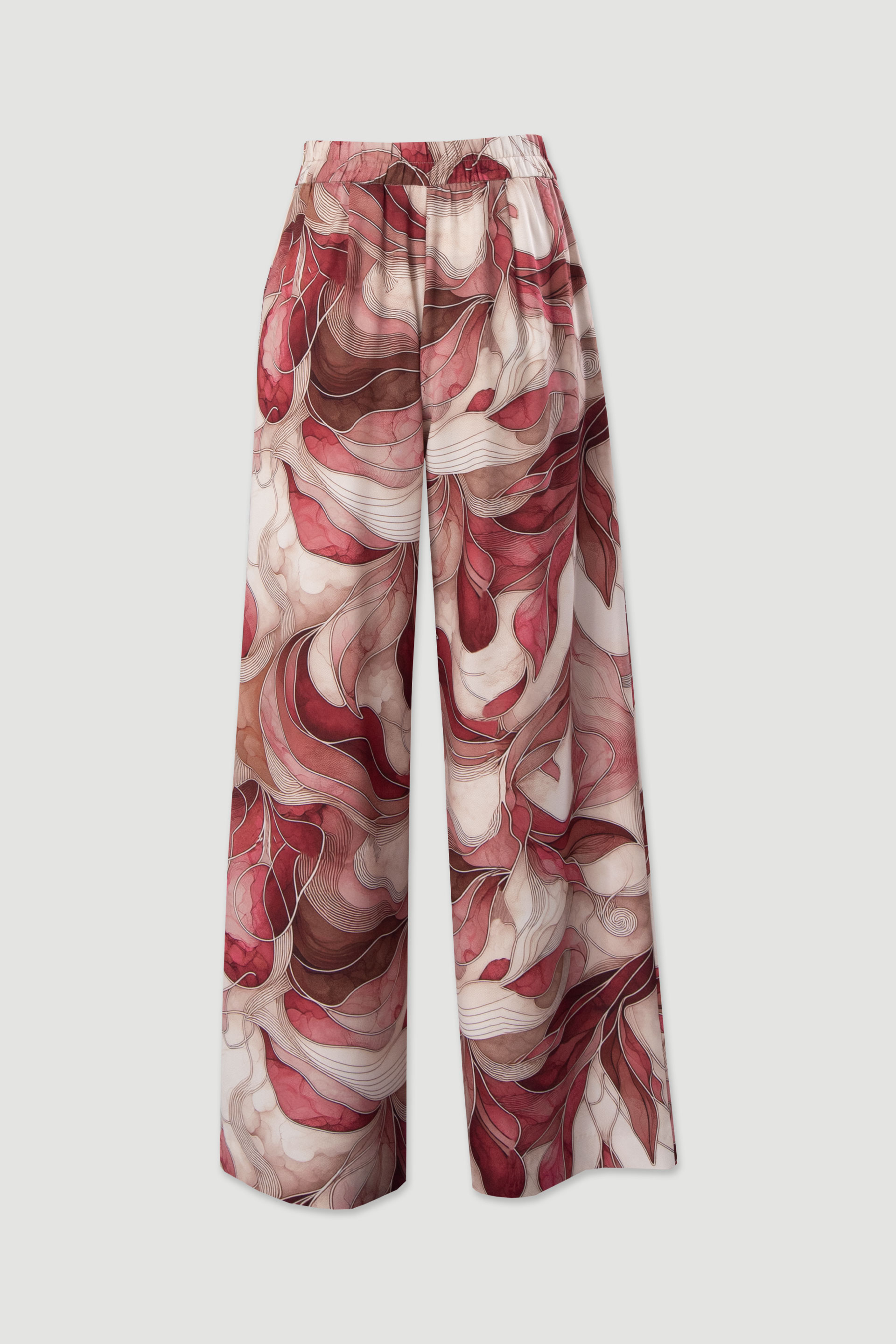 Calça wide leg fluida estampada