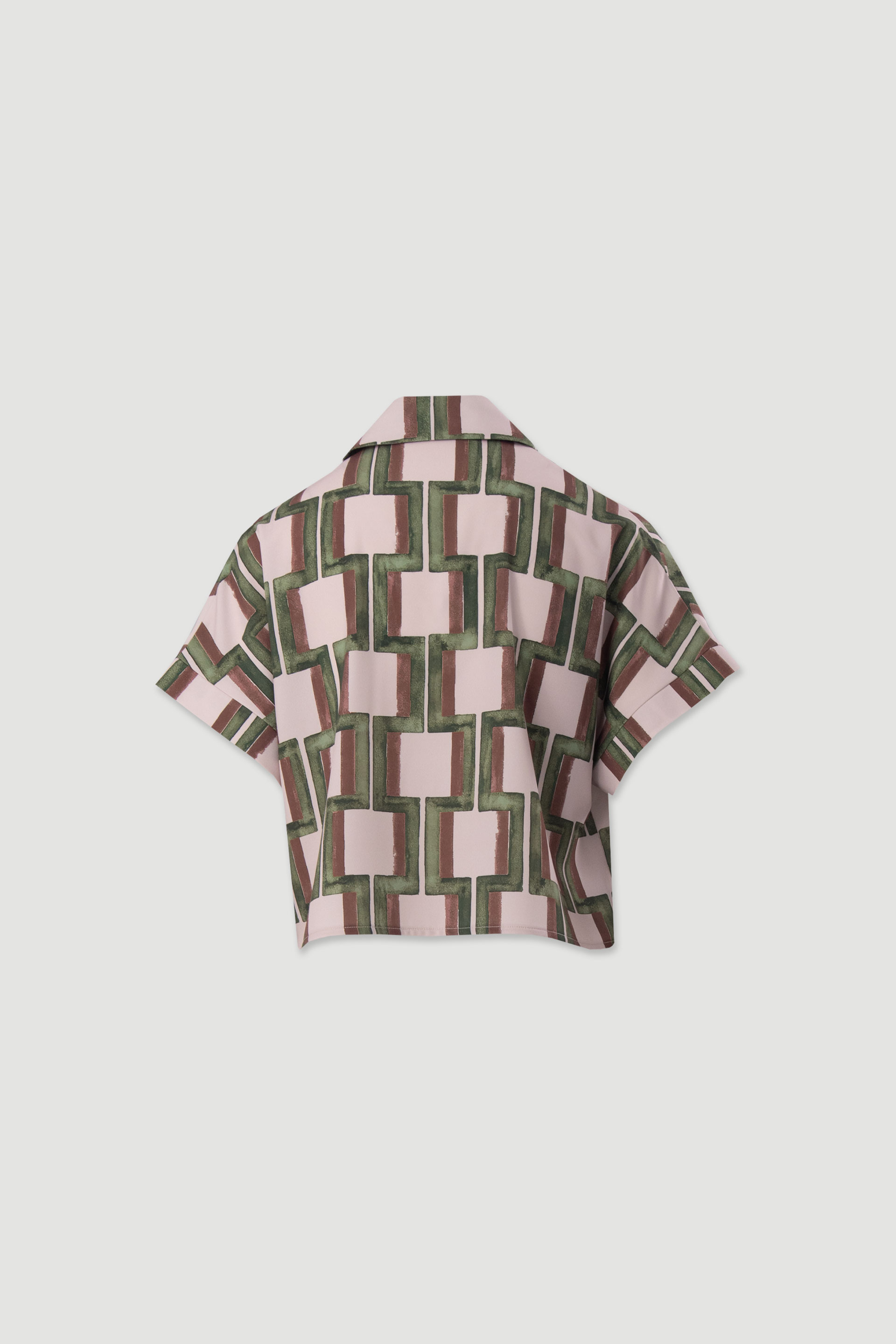 Blusa curta estampada com manga caída