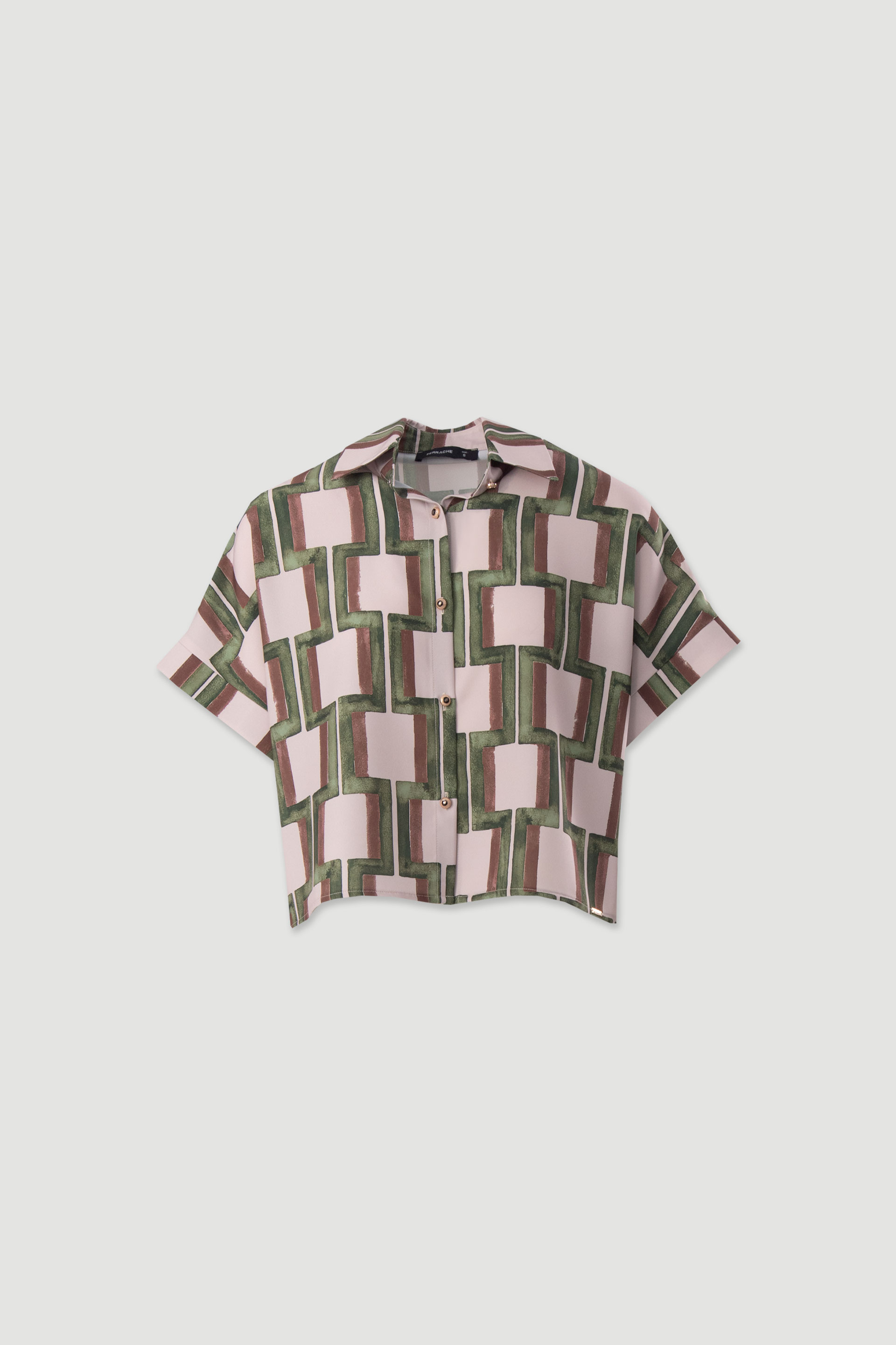 Blusa curta estampada com manga caída