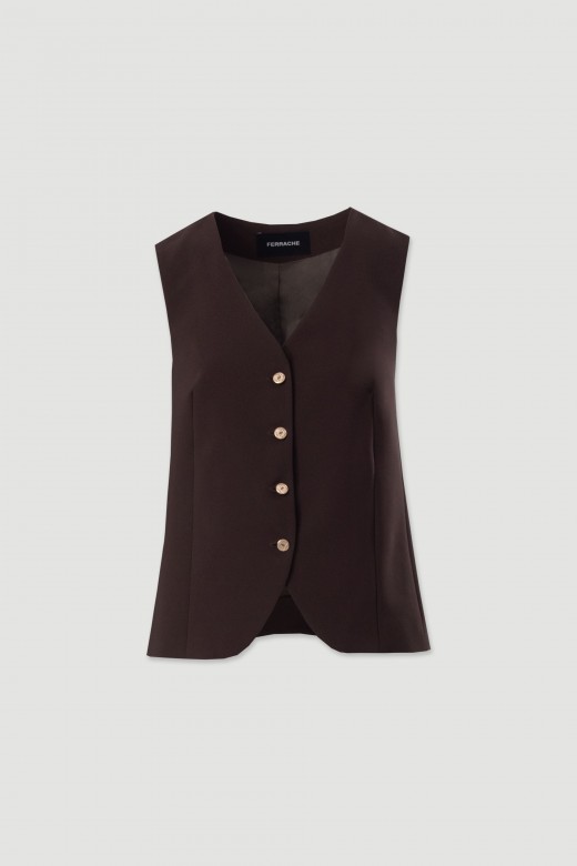 Gilet  dcollet en v avec boutons mtalliques