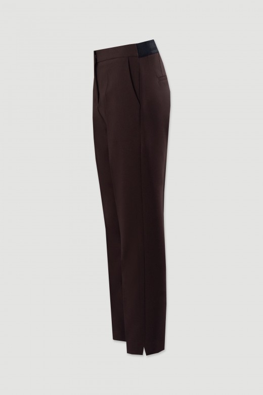 Pantalon classique taille haute avec ceinture lastique