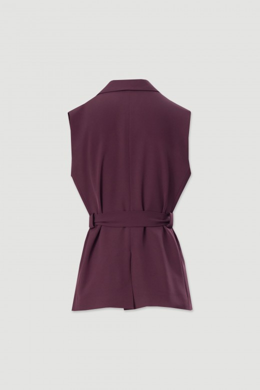 Gilet long avec ceinture et fermeture croise