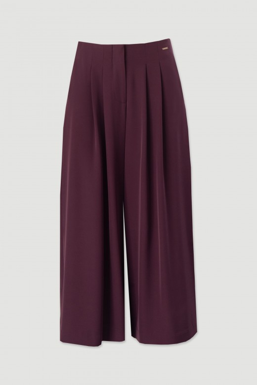 Pantalon court wide leg avec plis sur le devant