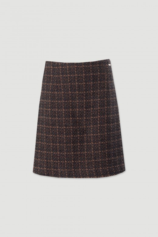 Jupe courte structure en tissu tweed