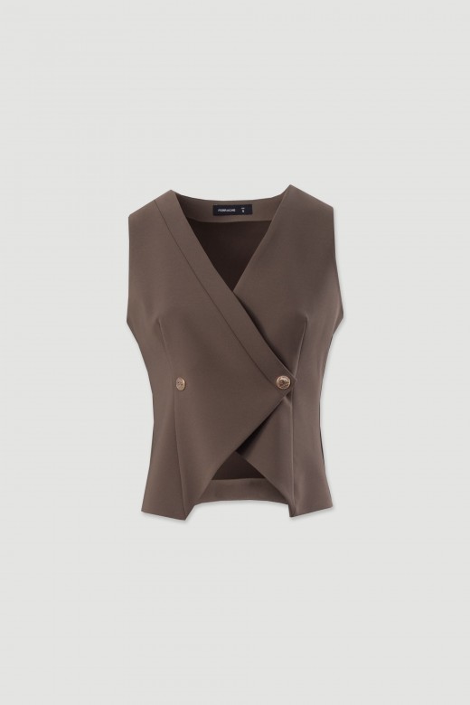 Gilet court cintr avec fermeture croise