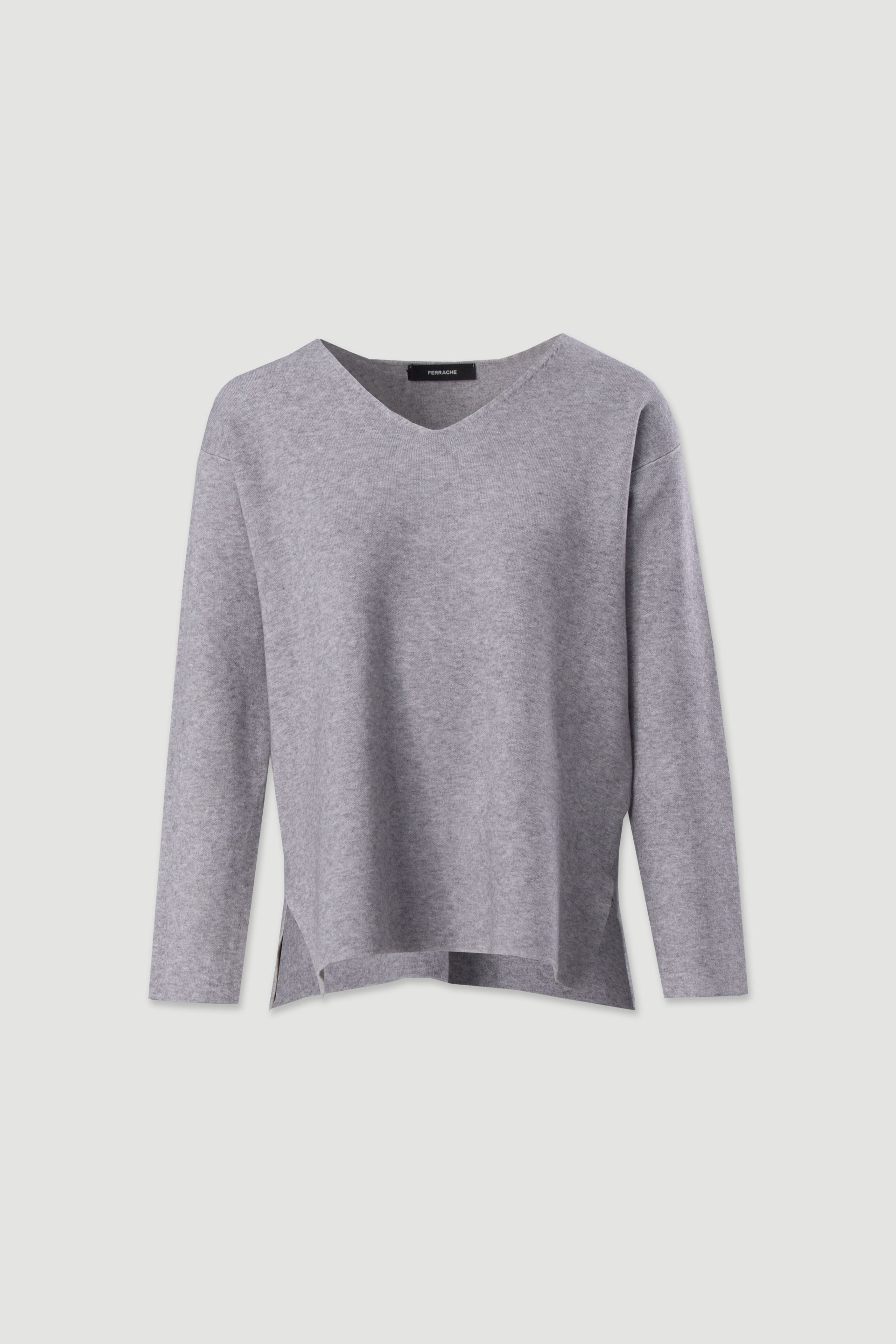 Knit sweater with v-neckline