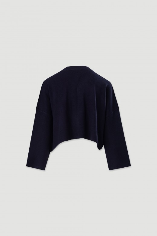 Camisola curta de malha com detalhe de nervura