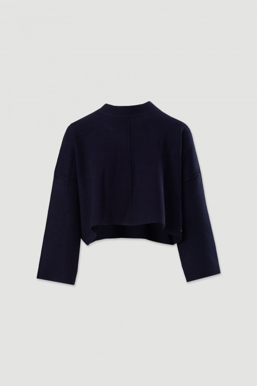 Pull court en maille avec dtail nervur