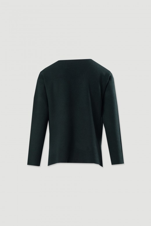 Knit sweater with v-neckline