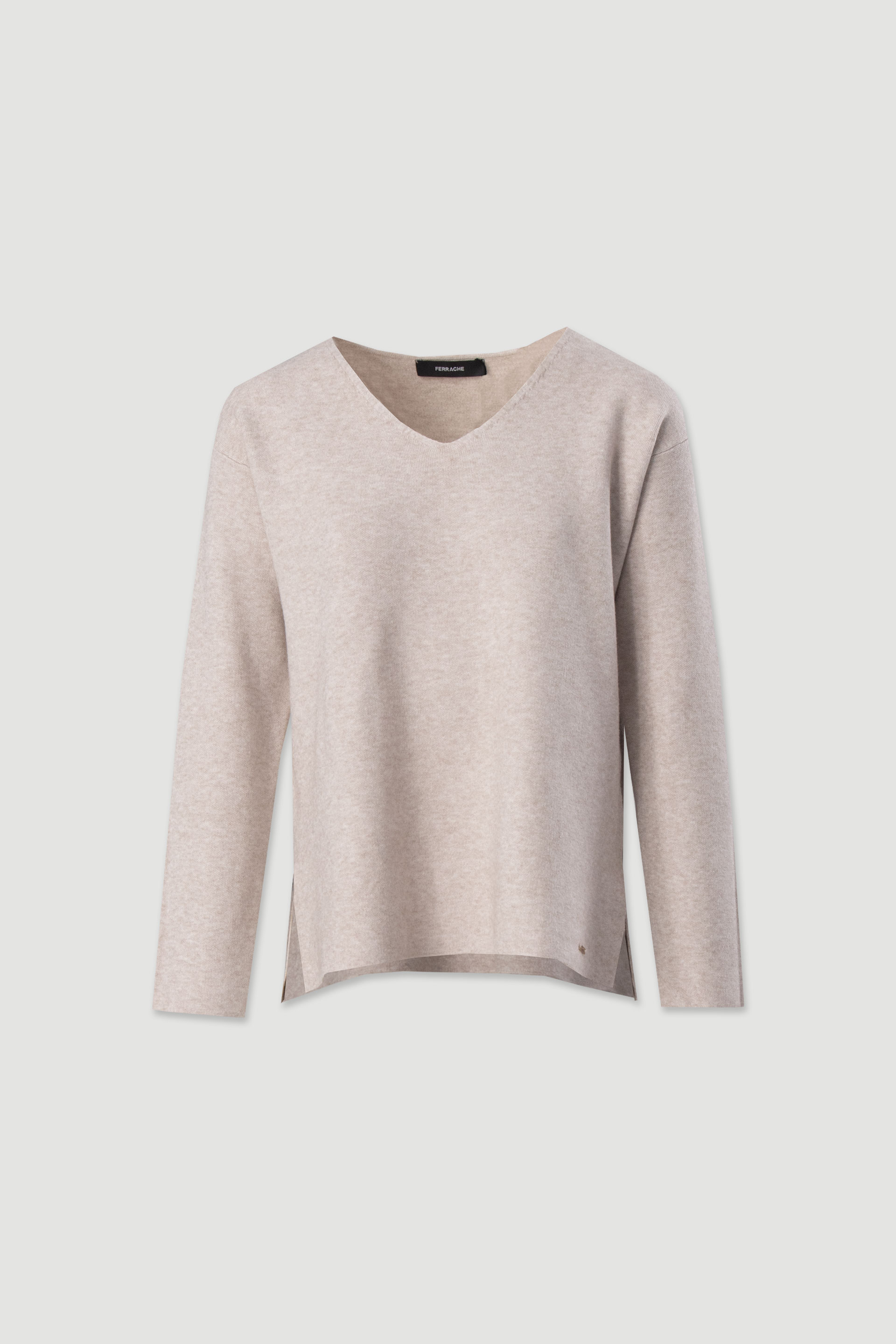 Knit sweater with v-neckline