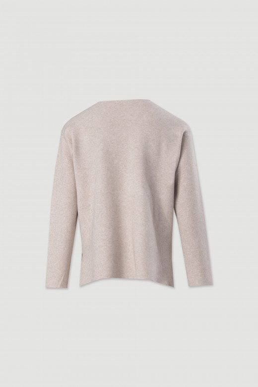 Knit sweater with v-neckline