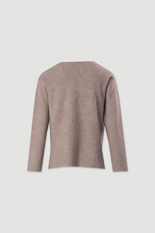 Knit sweater with v-neckline