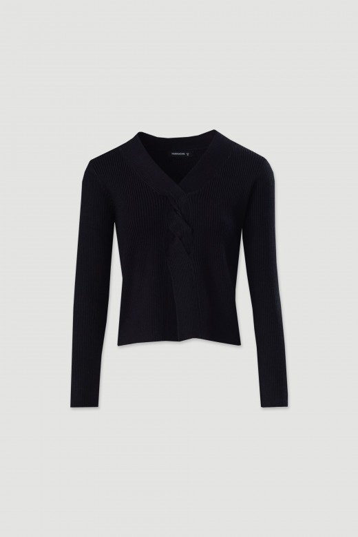 Knit sweater with braided detail
