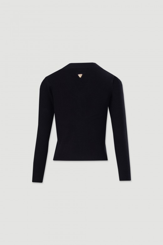 Knit sweater with braided detail