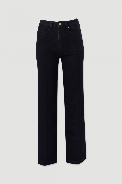 Pantaln de sarga de tiro alto con mezcla de algodn