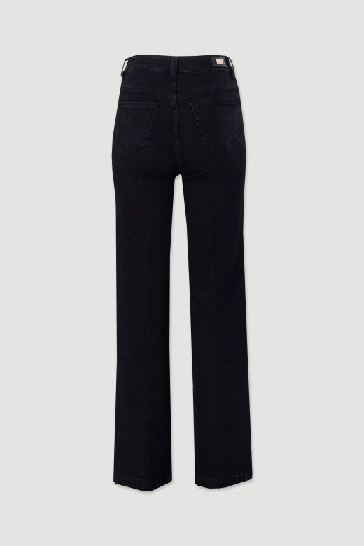Pantaln de sarga de tiro alto con mezcla de algodn