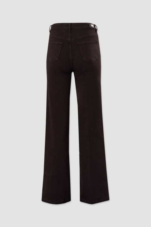 Pantaln de sarga de tiro alto con mezcla de algodn