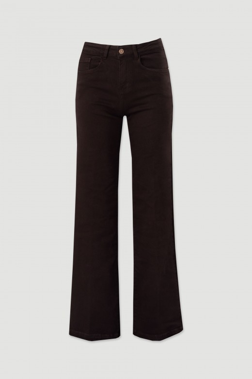 Pantaln de sarga de tiro alto con mezcla de algodn