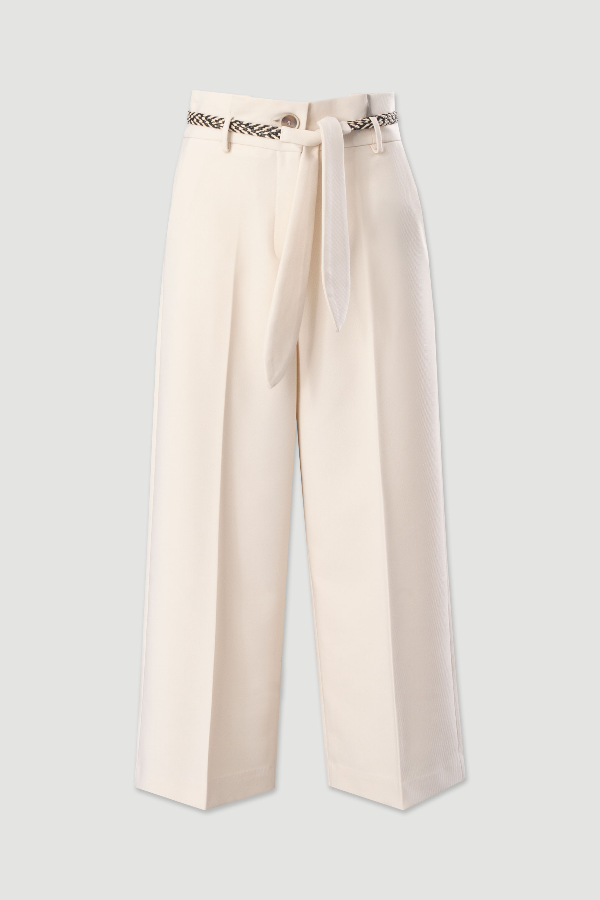 Pantalón fluido de tiro alto con cinturón