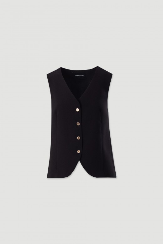 Gilet  dcollet en v avec boutons mtalliques