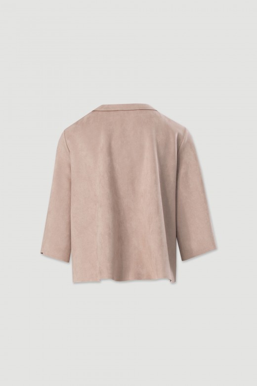 Veste en tissu effet peau de pche avec manches 3/4