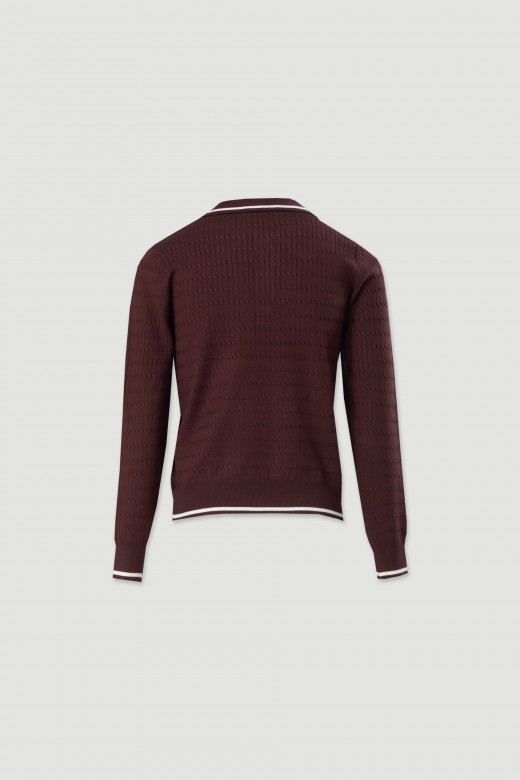 Polo en maille avec dtail de rayure contrastante