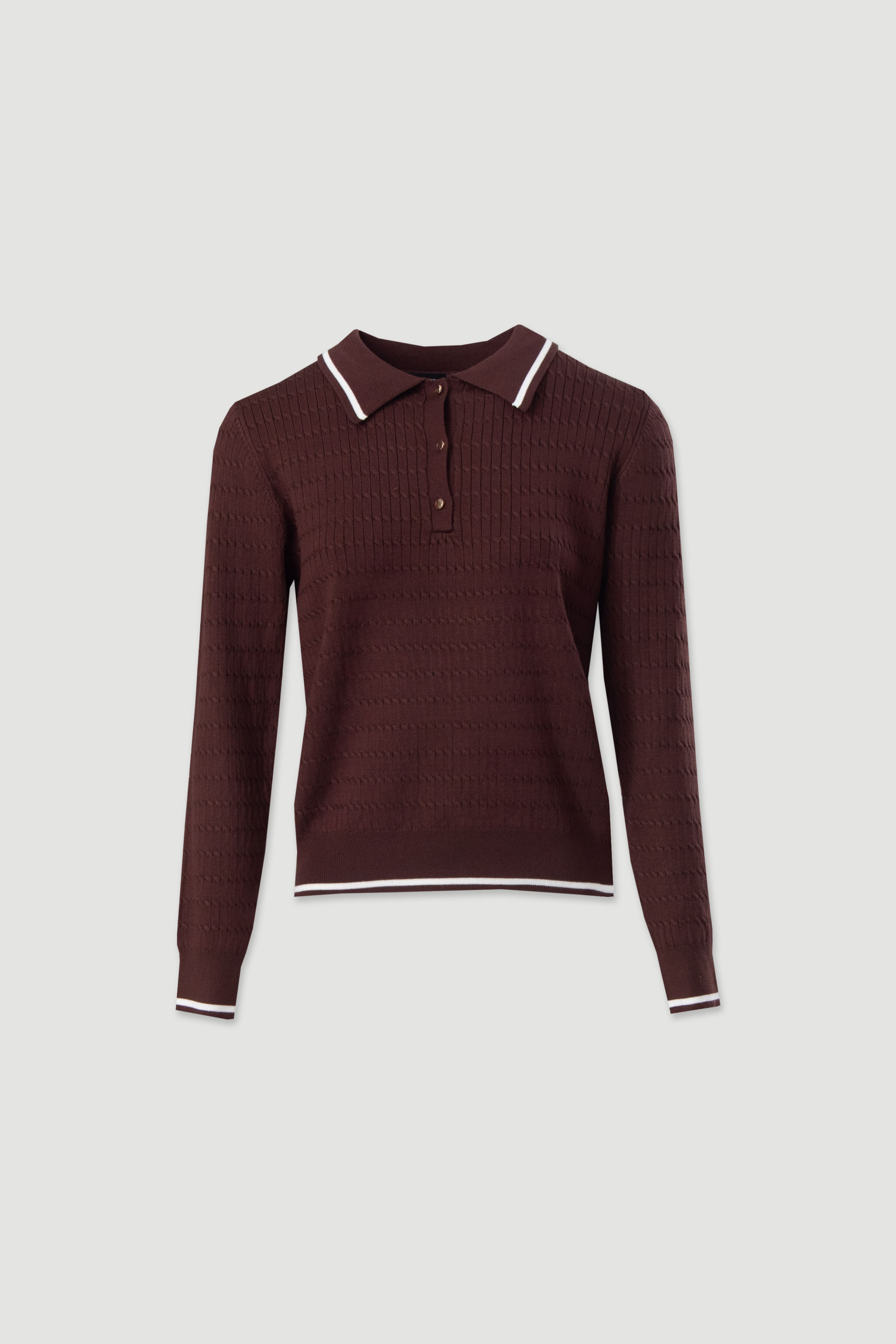 Polo de malha com detalhe de risca a contrastar