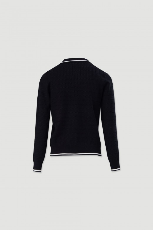 Polo en maille avec dtail de rayure contrastante