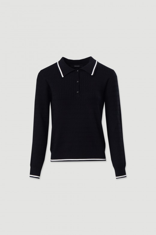 Polo en maille avec dtail de rayure contrastante