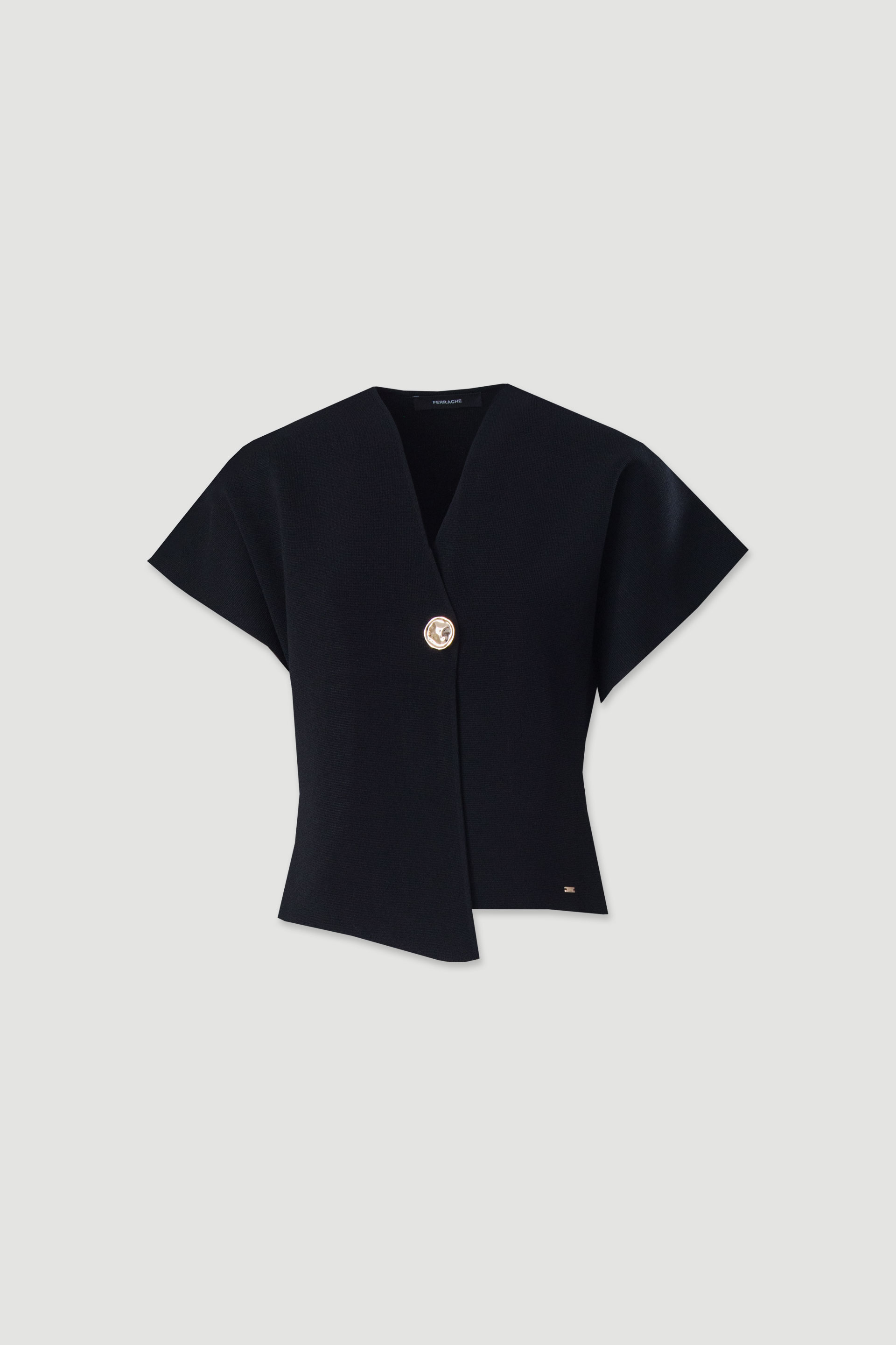 Casaco curto em malha com botão dourado