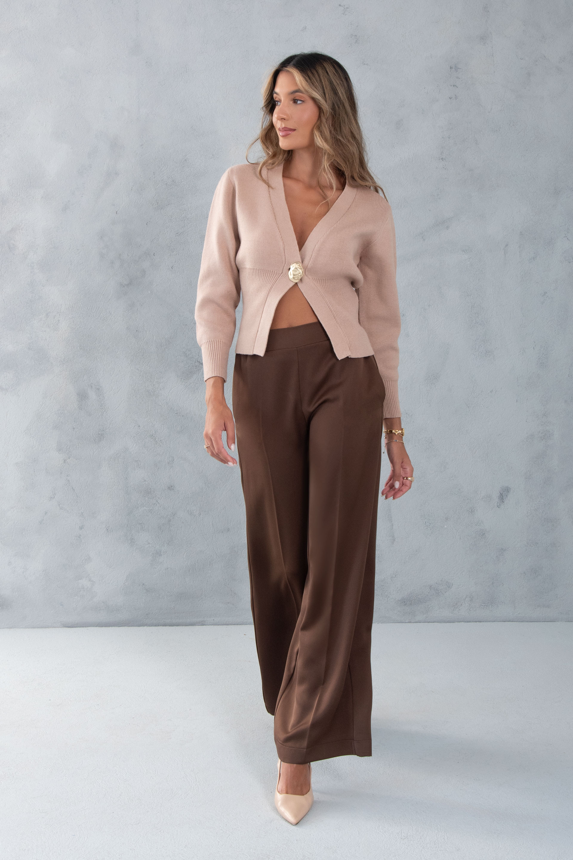 Pantalon satiné à jambe large