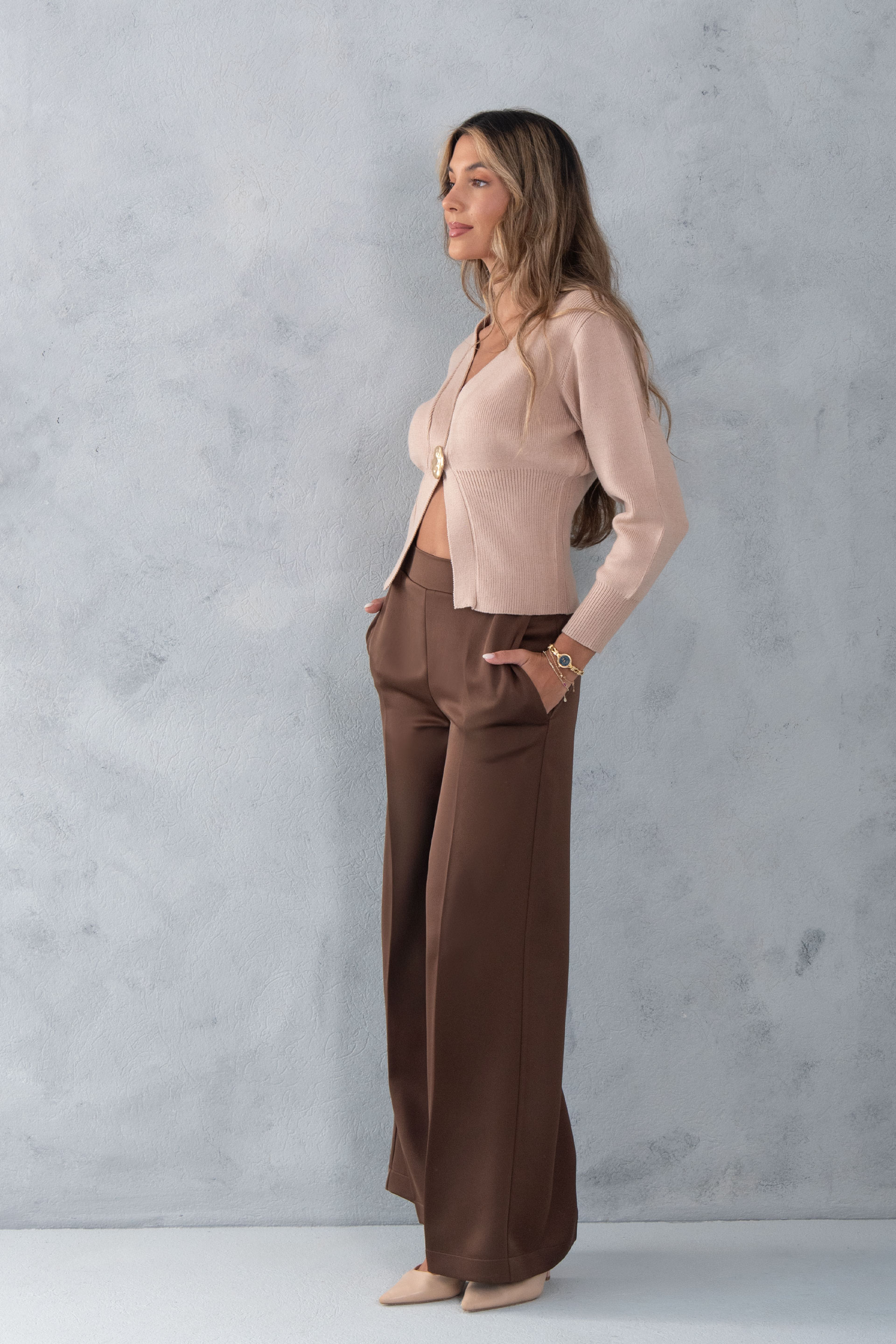 Pantalon satiné à jambe large