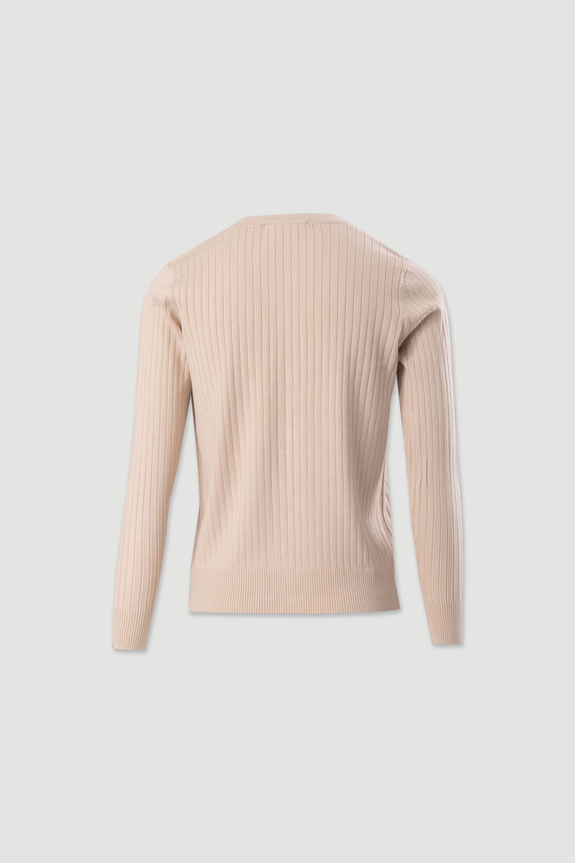 Casaco de malha canelada com decote em v