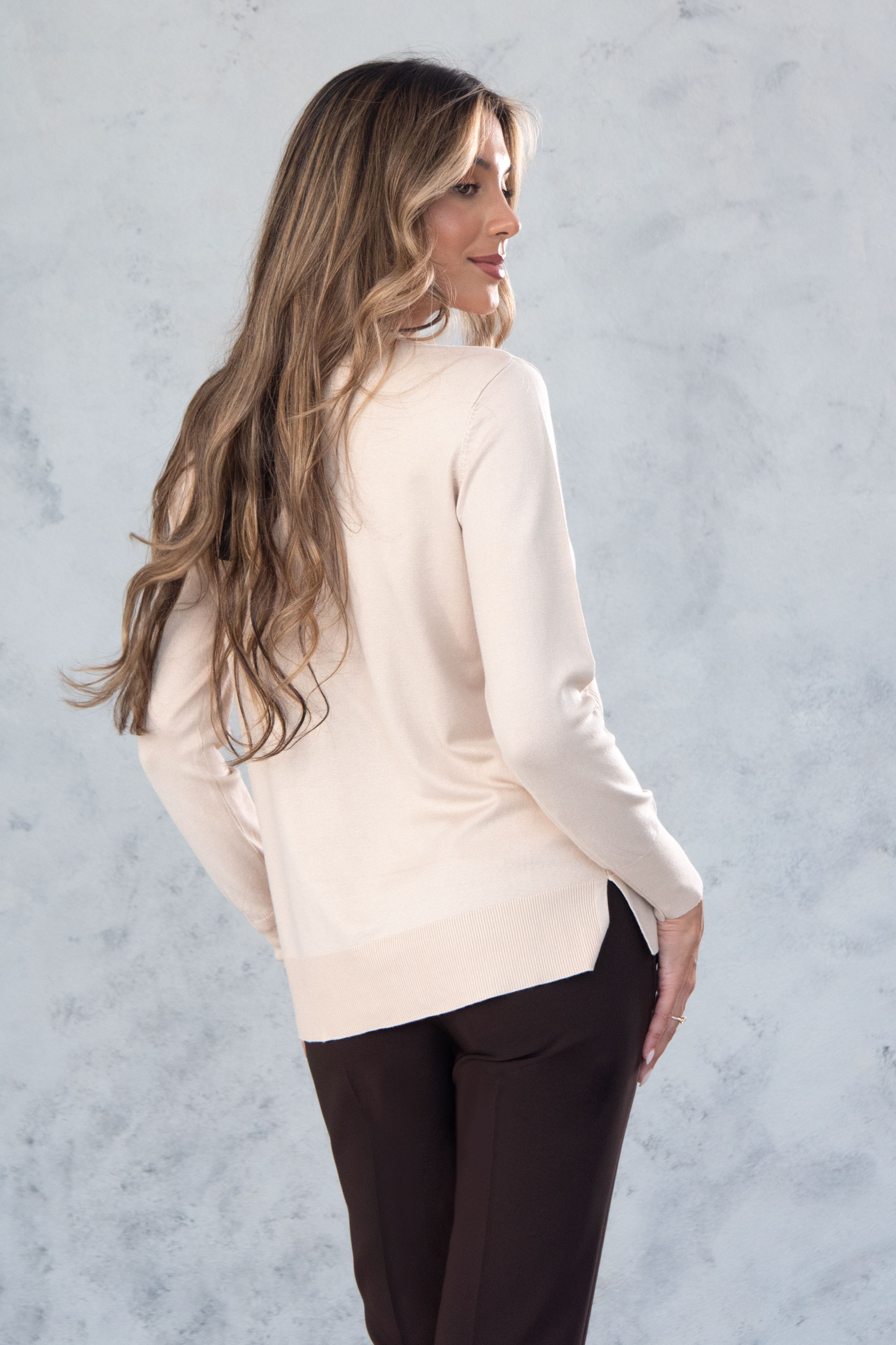 Túnica de malha com decote em v