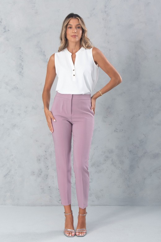 Pantalon classique taille haute avec ceinture lastique