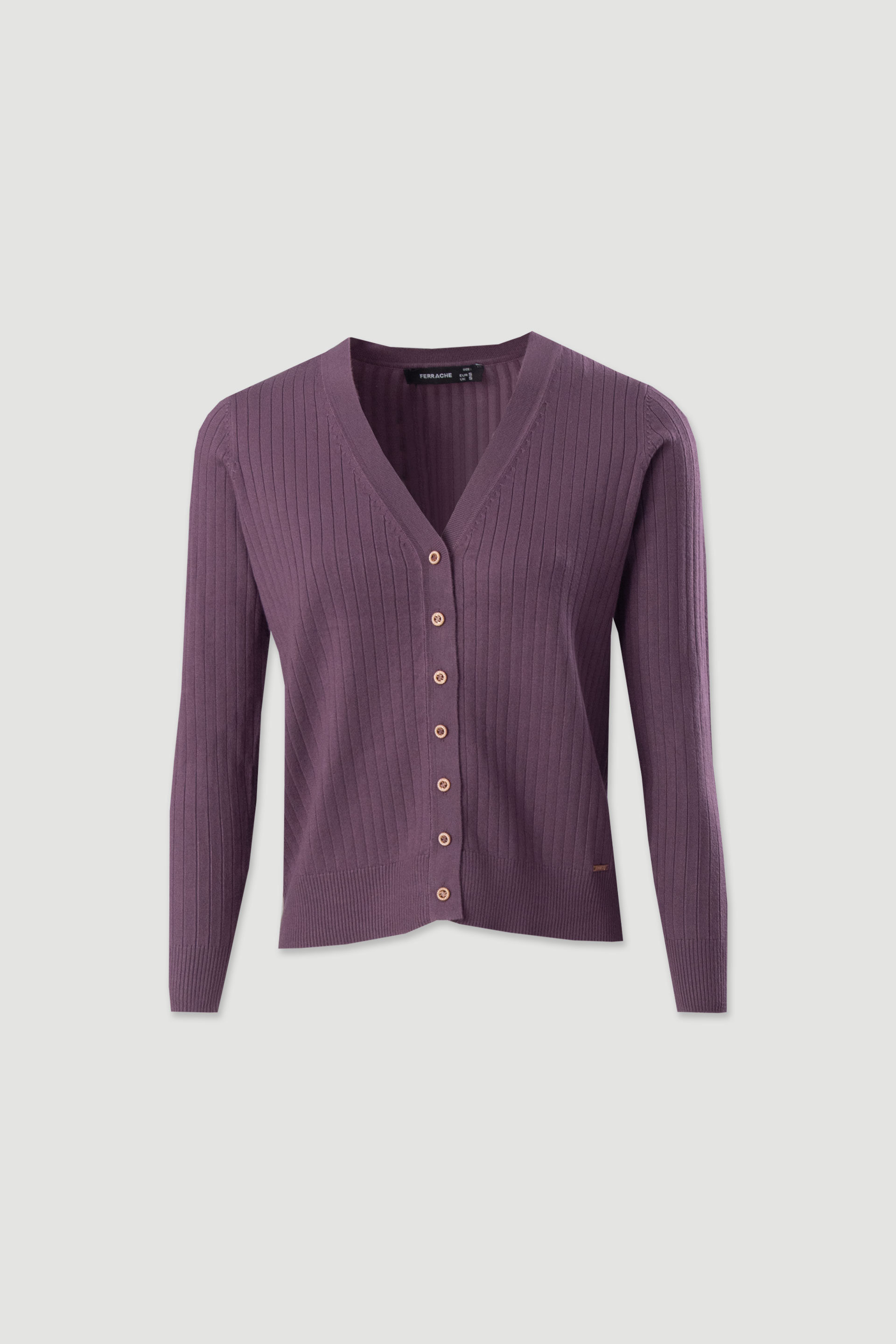 Ribbed knit cardigan with v-neckline